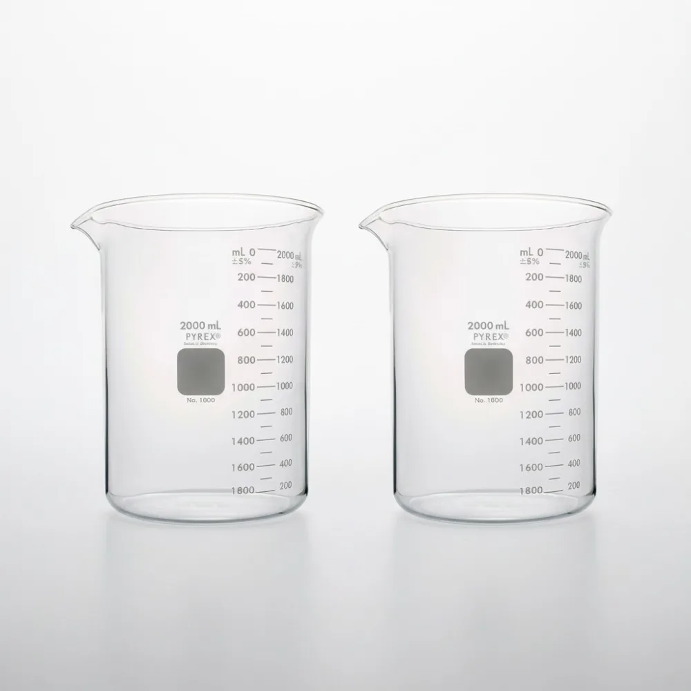 

Premium Borosilicate Glass Beaker - 2L Low Form Graduated Measuring Cup with Spout for Lab & Home Use