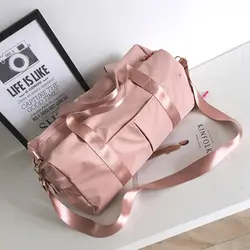 Black/Pink Sport Duffle Bag Women Yoga Gym Travel Handbag Luggage Bags High-capacity Overnight Weekend Package Storage Bag