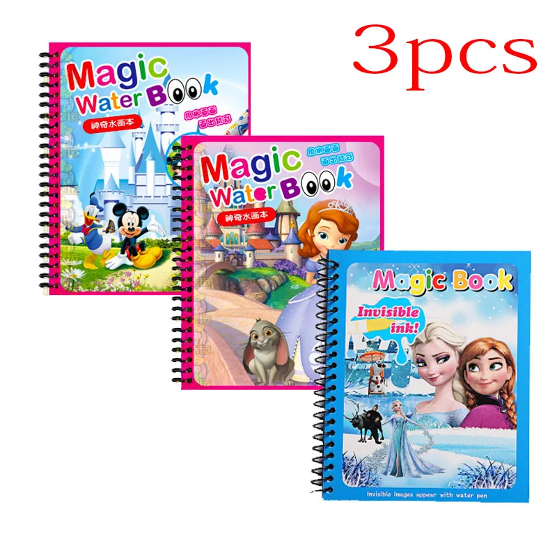 Disney Cartoon Frozen Water Schilderij Tekening Speelgoed Set Graffiti Minnie Mouse Elsa Prinses Aquarel Magisch Boek voor Meisjes Cadeau