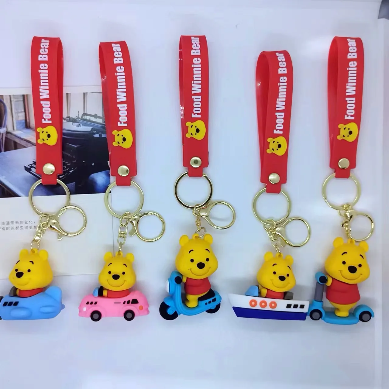 

New Cross-border Creative Cartoon Transportation Vehicle Winnie The Pooh Keychain Bag Car Keychain Accessories Y2k Fashion Toys