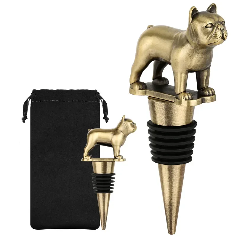 ユニークなフレンチブルドッグ型メタルワインストッパー、動物ボトルストッパー、シャンパンバーウェア、結婚式、パーティー、クラブ、レストラン用