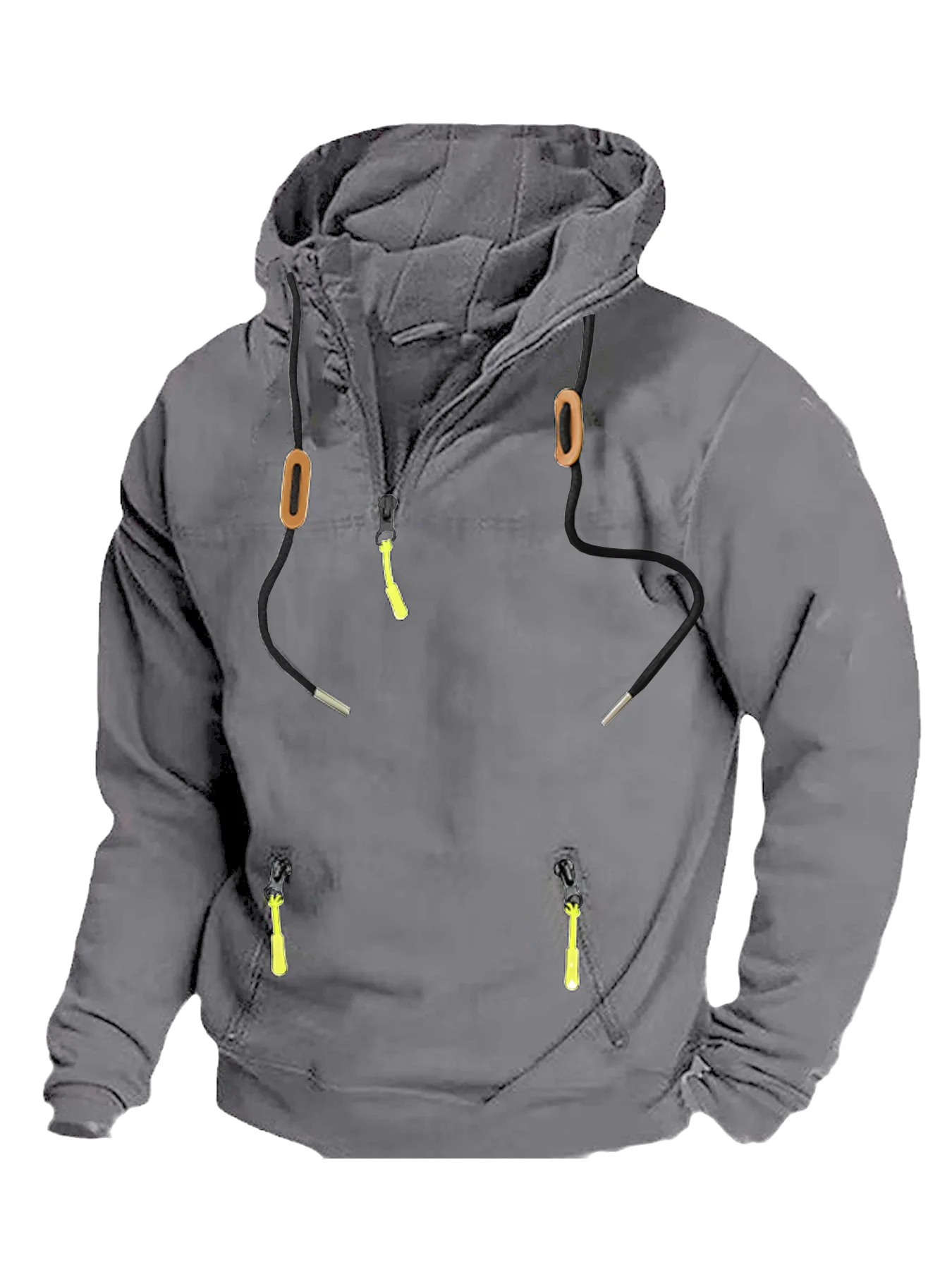 

Men's 1/4 zipper hoodie, high-end hooded sweatshirt with zipper pocket, spring and autumn men's top, suitable for mountaineering, hiking, and traveling