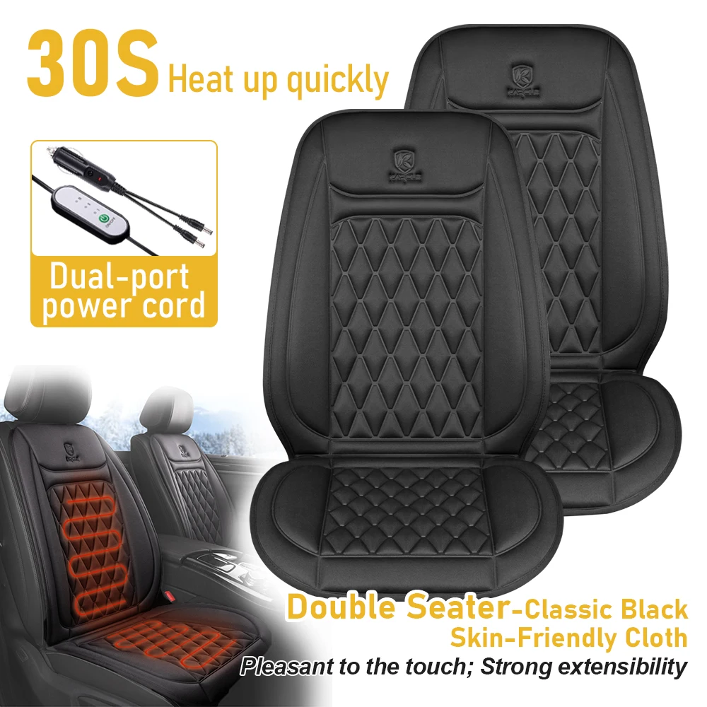 12V 24V two-seat Car Electric Seat Cushion Cover Car Heating Pad Autumn And Winter 25W Seat Heating Cover Classic Black