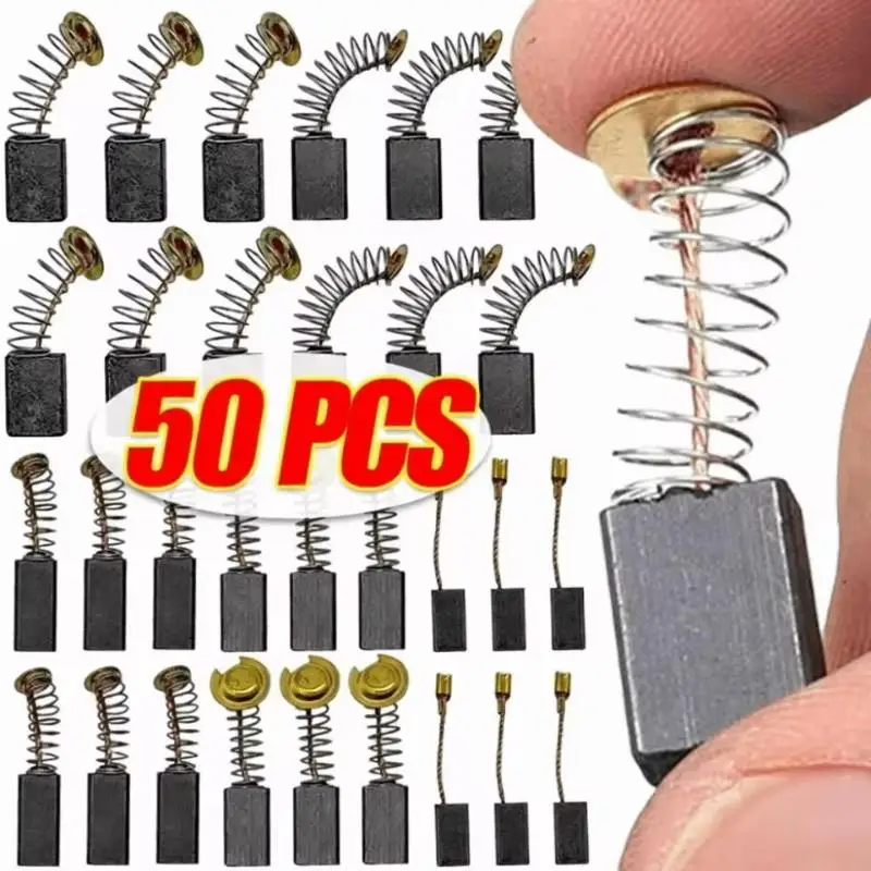 50pcs Heavy-Duty Carbon Brush With Metal Bases - For Drills, Sanders, Grinders, Motors - Durable Motor Repair Parts Kit