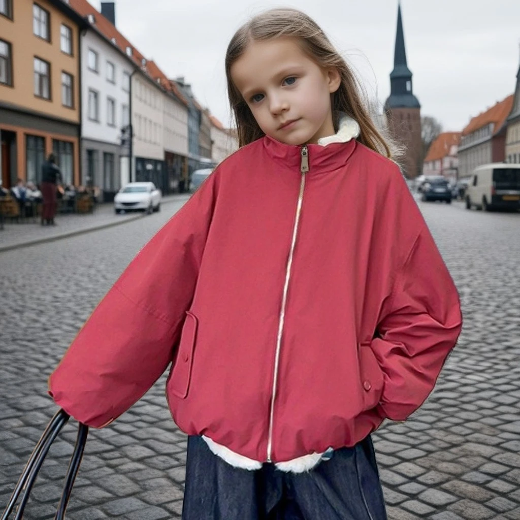 

Winter Girls Reversible Jacket Double Sided Wear Thick Faux Fur Coat Fashion Teen Kids Outerwear Comfortable Casual Top Clothes