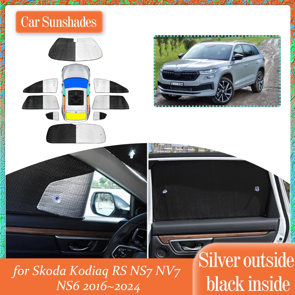 

Car SunShade for Skoda Kodiaq RS NS7 NV7 NS6 2016~2024 Roof Windows Sun Visor Side Windshield Curtain Cover Sunroof Accessories