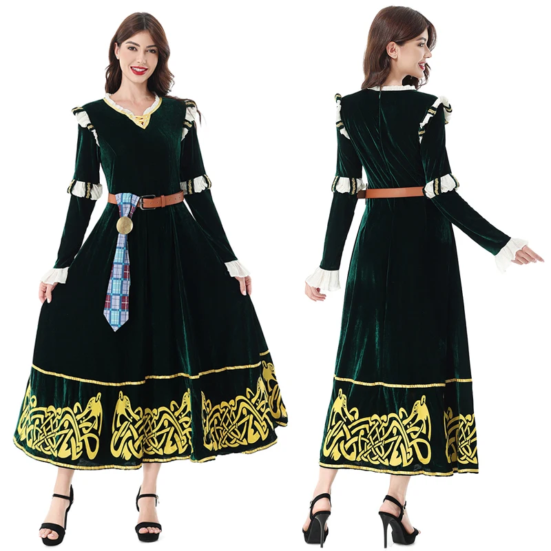 

Halloween Costume Medieval Renaissance Court Style Cosplay Legend of Bravery Melinda Princess Dress Performance Costume