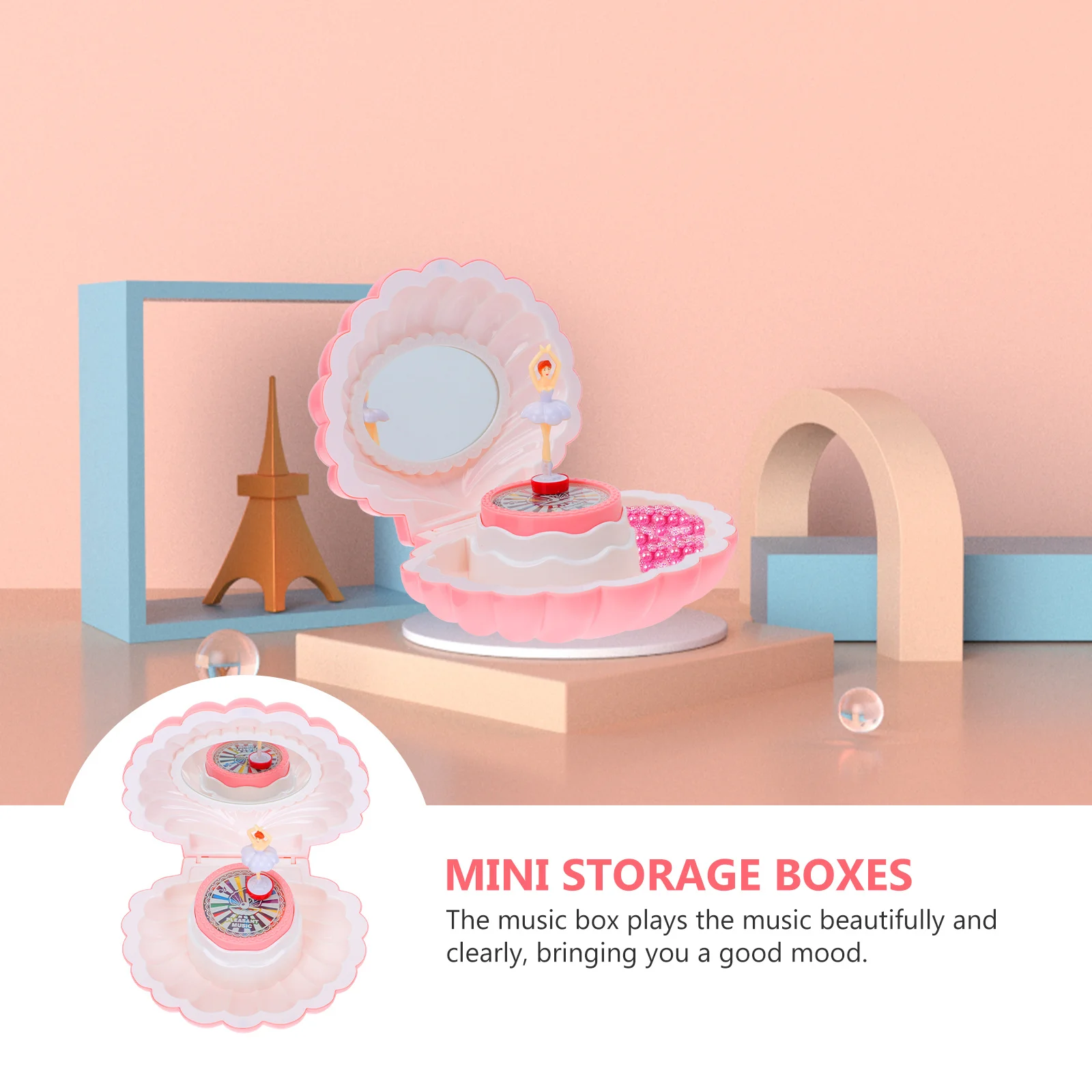 

1Pcs Musical Box Shell Shape Jewelry Box Rotating Decor Gift for Birthday Home Decoration Earrings Organizing Cases