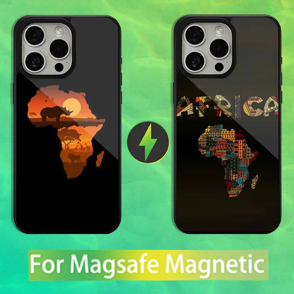 

Travel Africa Map Phone Case For iPhone 16,15,14,13,12,11,Pro,Max,Plus,Mini,Magsafe,Magnetic Wireless Charging Case
