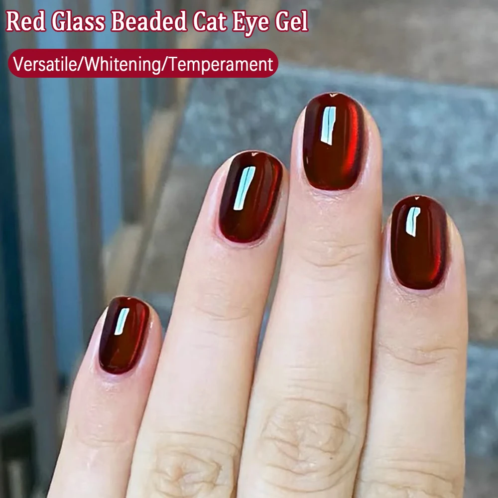 Esmalte de uñas de Gel magnético de gato rojo, 8ml, brillo, imán de cristal semipermanente, esmalte de uñas de Gel de ojo de gato, arte de uñas DIY