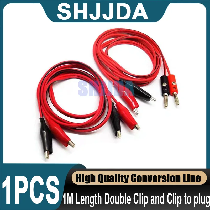 Clip de cocodrilo de 1M, cable de clip de cocodrilo de doble cabeza, enchufe banana a cable de clip de cocodrilo, línea de conexión de cable de prueba de potencia