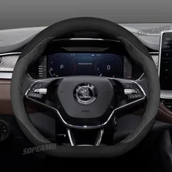 Car Steering Wheel Cover For Skoda Octavia Citigo Kamiq Karoq Kodiaq Scale Yeti Fabia Rapid Superb Roomster Auto Accessories
