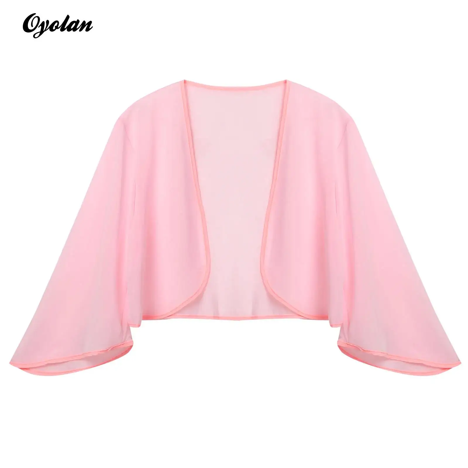 Womens Cover Ups Wraps Shawls 3/4 Sleeve Chiffon Cardigan Bolero Jacket Wedding Party Bridal Dress Female Swimwear Beachwear