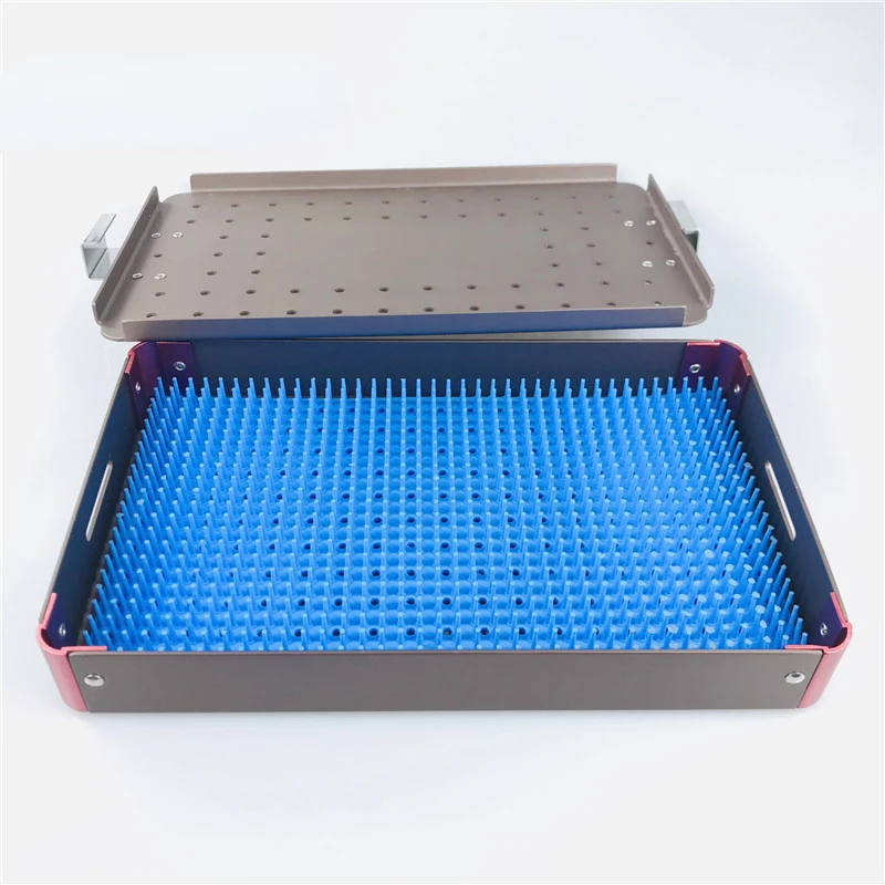 

Single Layer Sterilising Box with Silicone Mat Autoclavable Aluminium Disinfection Tray Ophthalmic/Dental Surgical Instrument