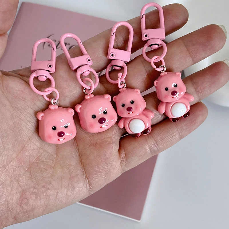 Miniso Loopy Pendant New Pink Beaver Loopy Backpack Keychain Decoration Cartoon Gift Couple Accessories Wholesale Small Gift