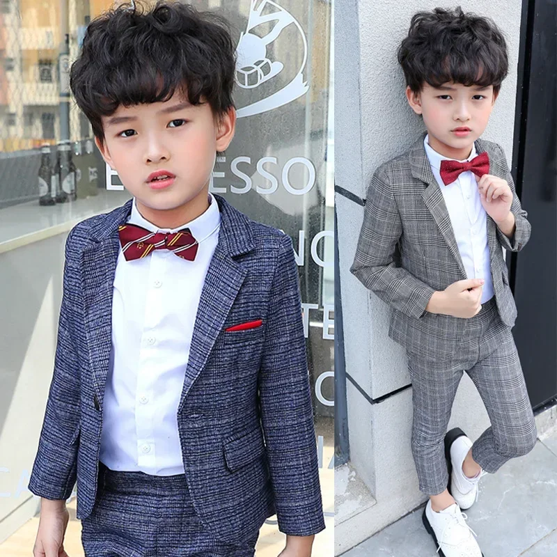 Kids Purple Blazer+Pants 2PCS Set Boys Photography Suit Children\'s Formal Tuxedo Dress Baby Boys Party Ceremony Piano Costume