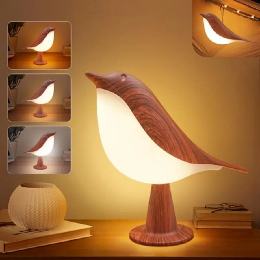 2 in 1 Small Desk Lamp, Bird Cordless Table Lamp with 3 Color Temperature Dimmer and Touch Sensor - Rechargeable Battery Night