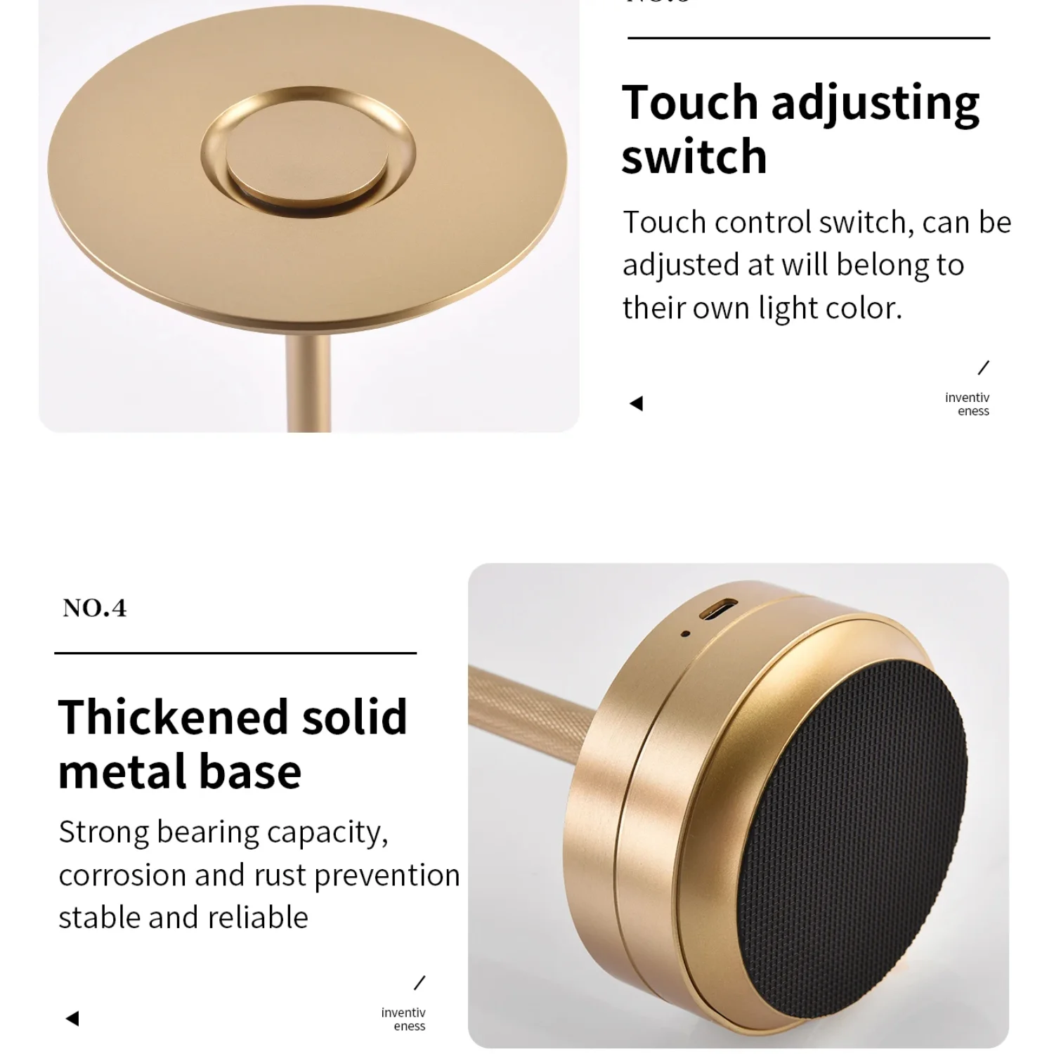 Table lamp  bedroom Chargeable LED touch switch desk lamp  restaurant rechargeable lights USB-C charging table lamp Small lamp