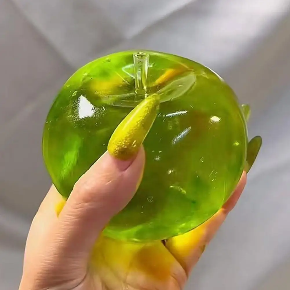 Brinquedo Squishy de Maçã Verde e Maltose Azul com Retorno Lento - Fidget Sensorial Antiestresse, Macio e Simulado, Brinquedo de Descompressão