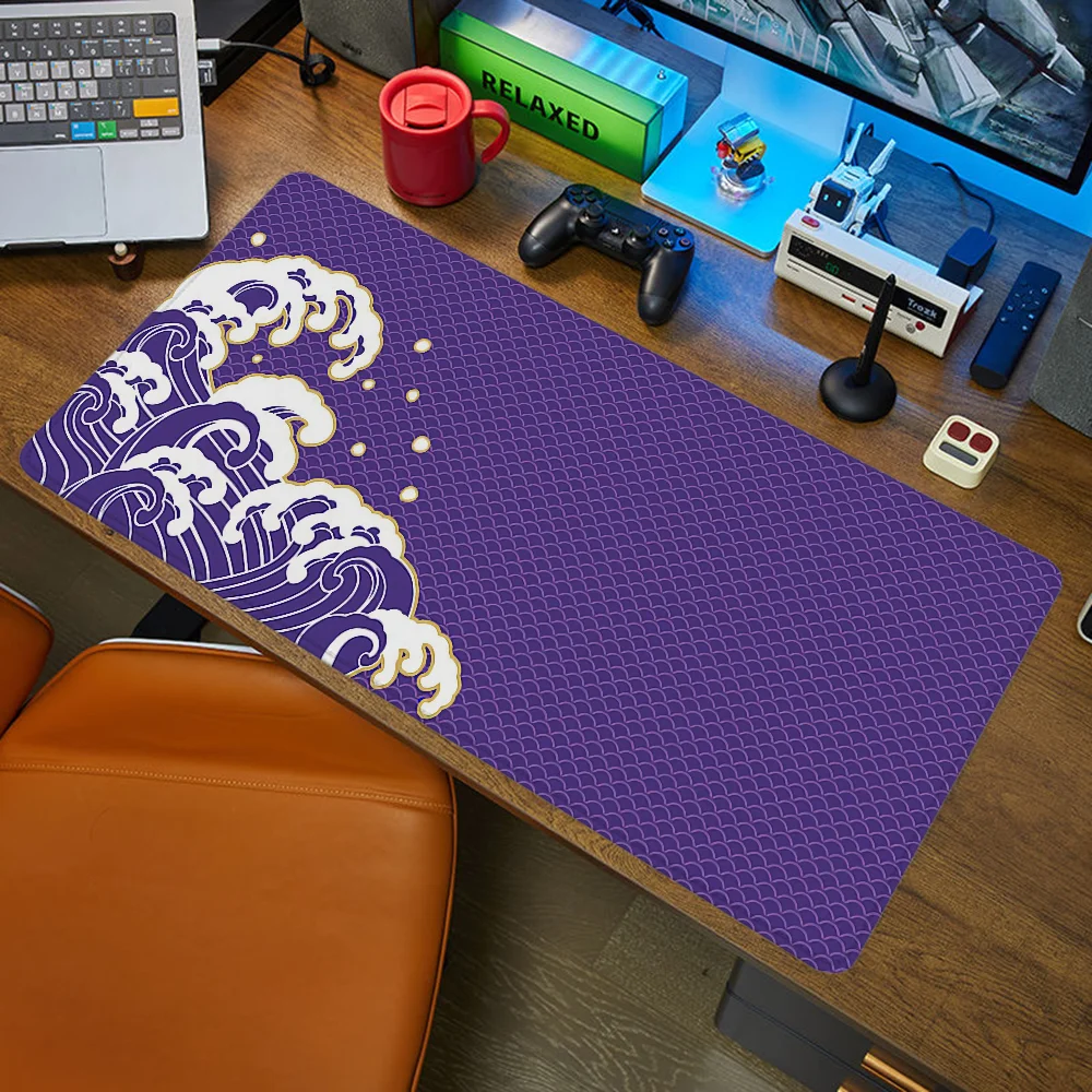 Pc Gaming Accessories Japanese-style Waves Computer Table Mause Pad Mouse Mat Mousepad Gamer 900x400 Desk Large Mats Office Xxl