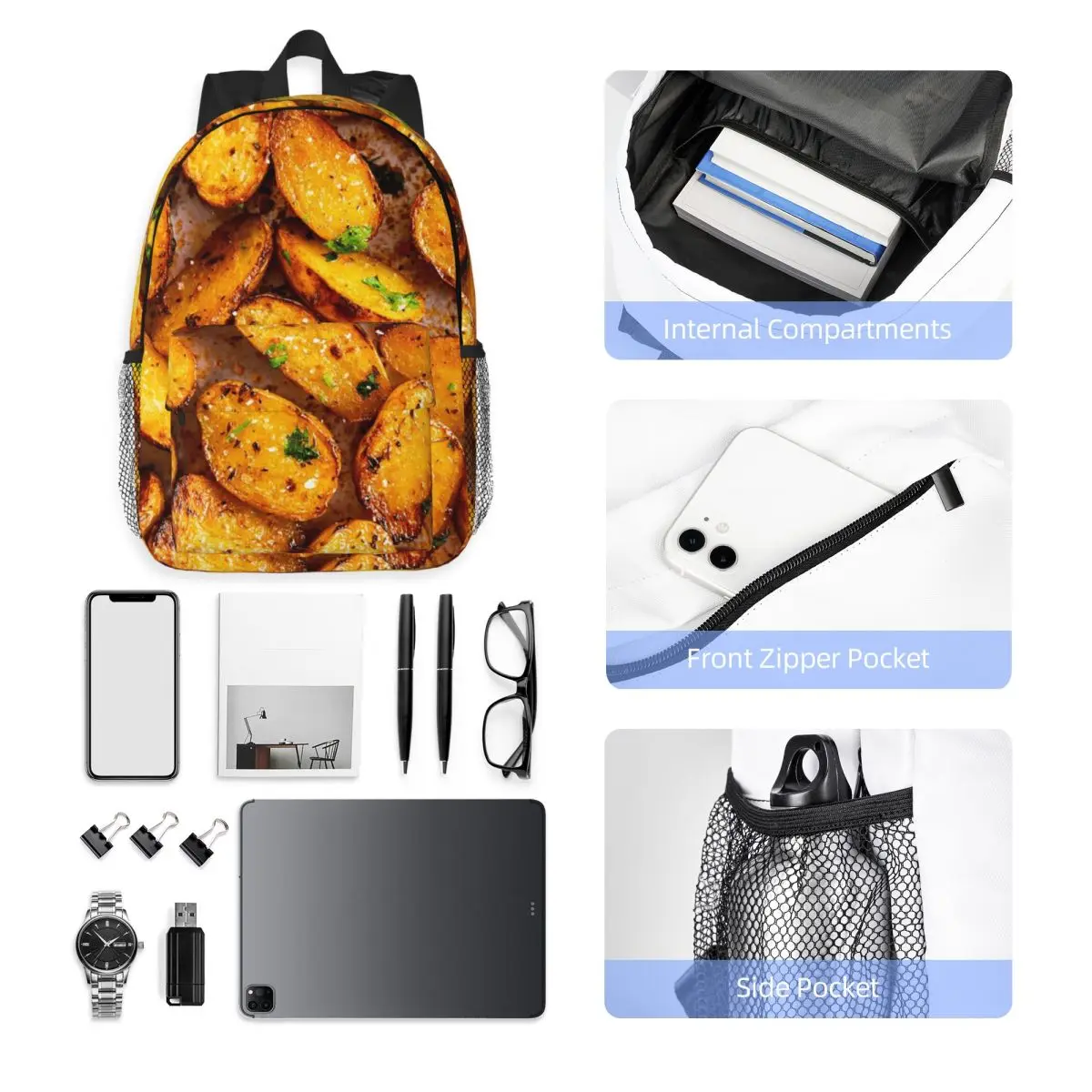 I Don't Know I'm Just A Potato Potato Lover Gift Backpack Student Boys Girls BookBag Men Women School Bag Computer Shoulder Bags