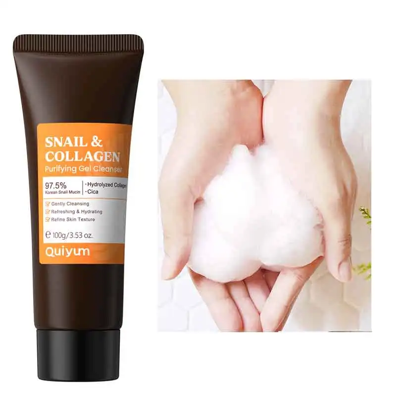 Snail Collagen Face Wash Gentle Cleaning Dirt Anti Acne Facial Cleanser Oil Control Remove Dead Cutin Face Foam Wash Cream