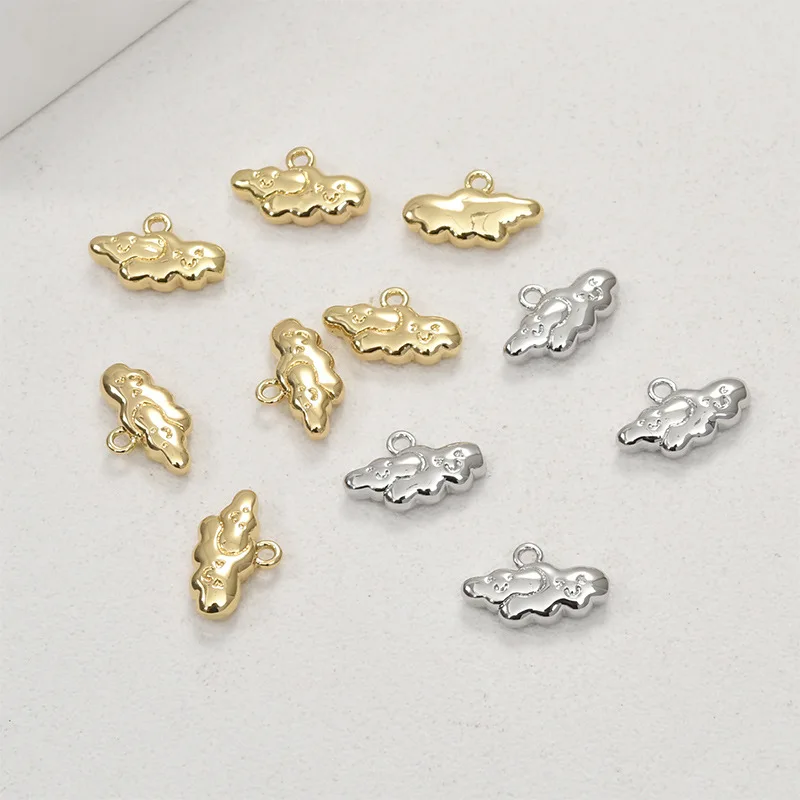 Copper Plated 14k Gold Zircon Raindrop Cloud Pendant DIY Bracelet Necklace Ear Jewelry Handmade Pendant Accessories
