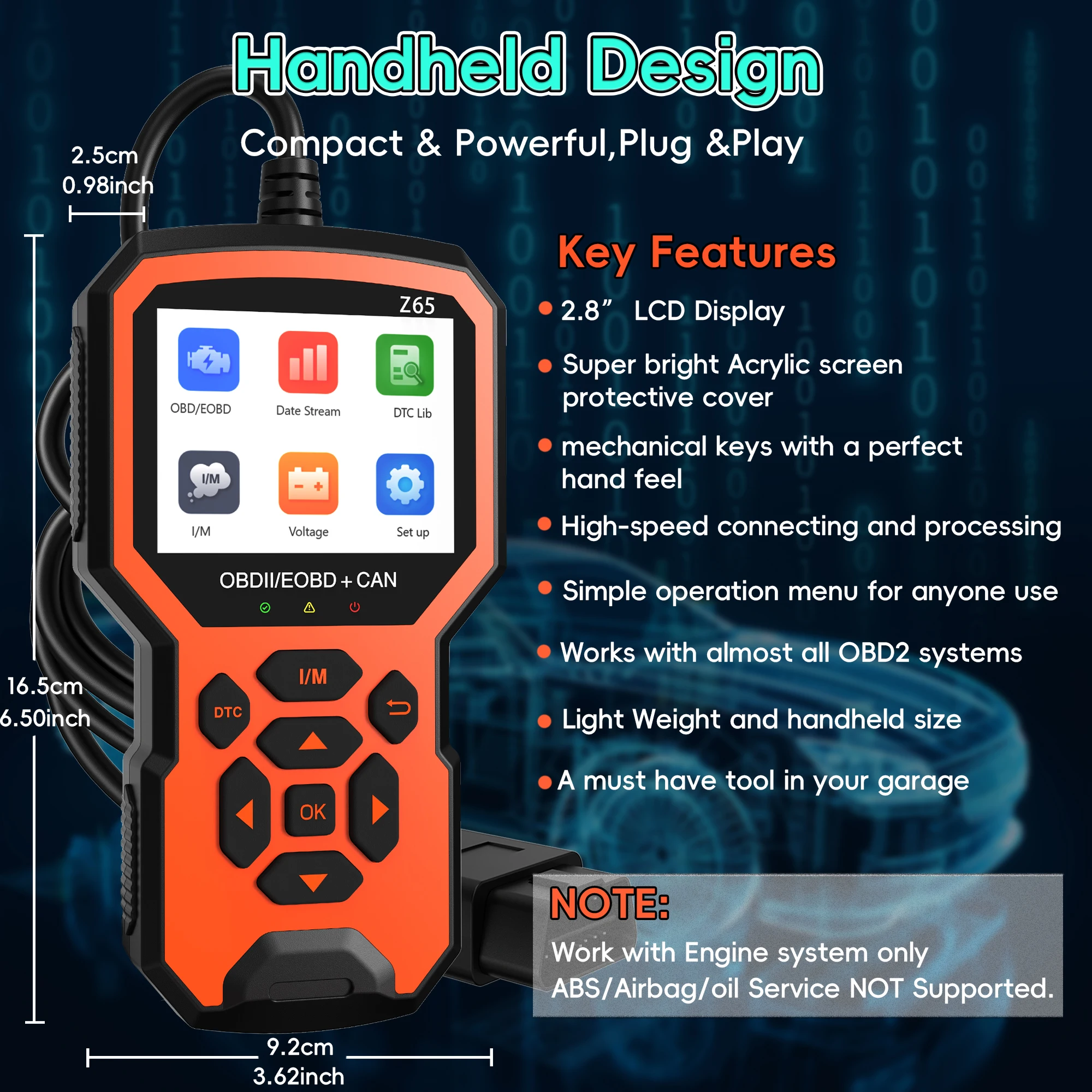 強化されたチェックエンジンコードリーダー（リセット機能付き）obdii-eobd車診断スキャンツール-obd2スキャナー診断ツール