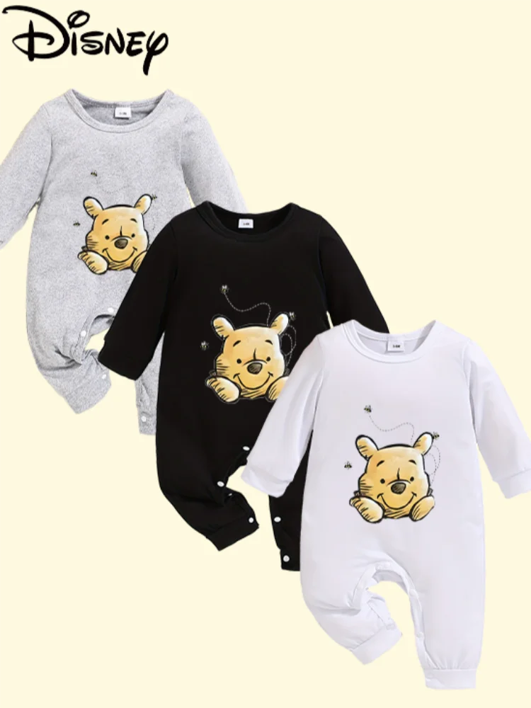 

【Официально лицензированный | Комплект из 3 предметов Disney】 Детские комбинезоны с длинными рукавами Винни-Пух | Комфортная ткань Cute Winnie the Pooh Multi-Colo
