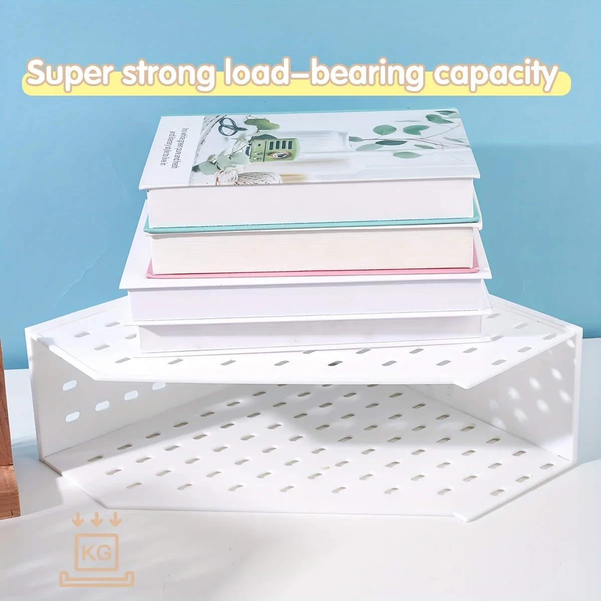 قطعة واحدة من منظم تخزين سطح المكتب البلاستيكي الأبيض مع مقصورات مفتوحة الوجه - حاملات صندوق ملفات متينة شديدة التحمل للمكتب