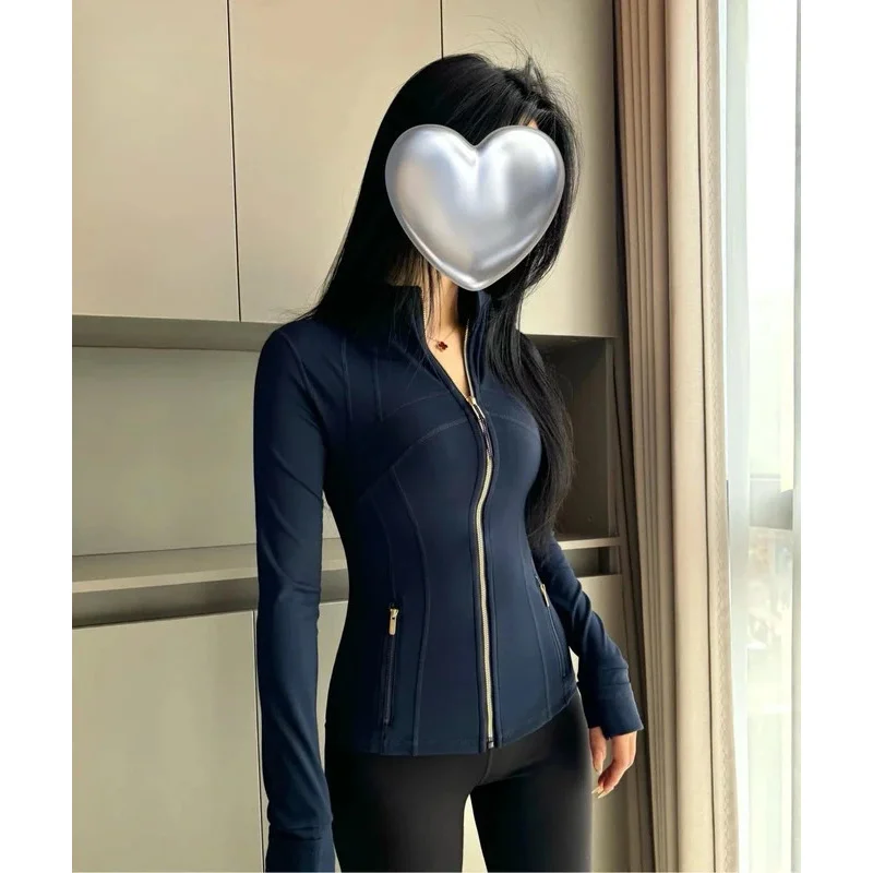 2026 New version of gold zipper slimming jacket yoga stand up collar jacket slim fit quick drying sports thin version