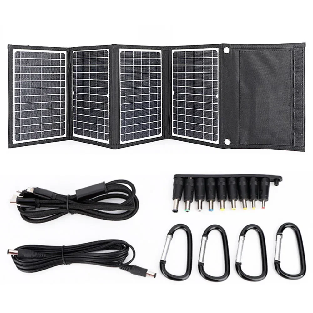 1pc 30W Foldable Solar Panel Charger Fast Charging Interface Portable Outdoor Power Monocrystalline Silicon Solar Power Supplies