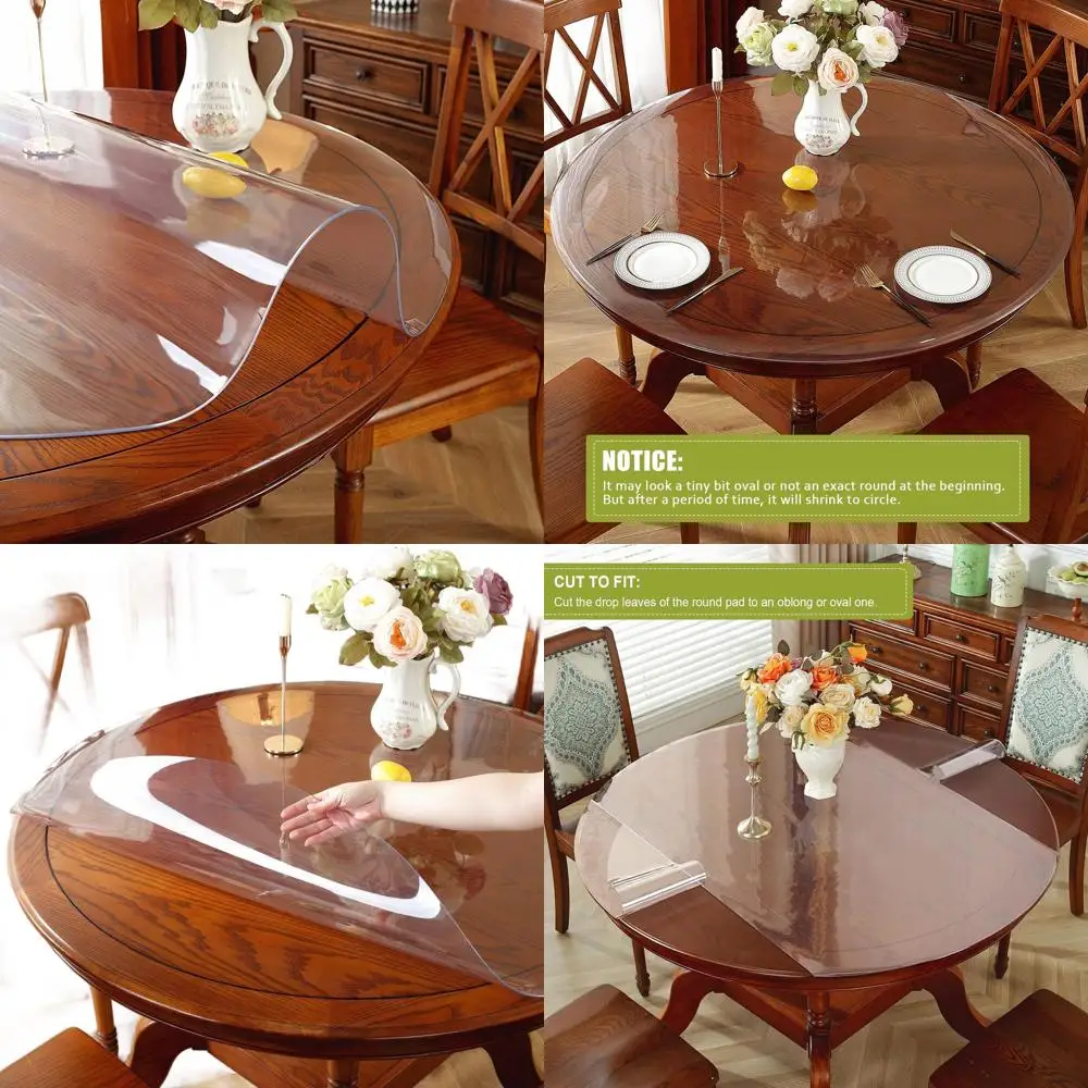 

Прозрачная круглая защитная накладка из ПВХ для стола, 46 дюймов, толстый водонепроницаемый пластиковый чехол для обеденных и кофейных столов