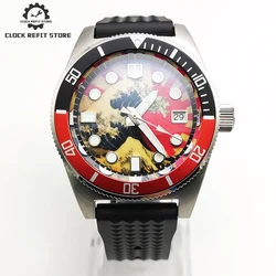 Luxury AR Blue Film Sapphire Crystal Men's Watch NH35A Automatic Mechanical Watch Red Kanagawa Aseptic Dial