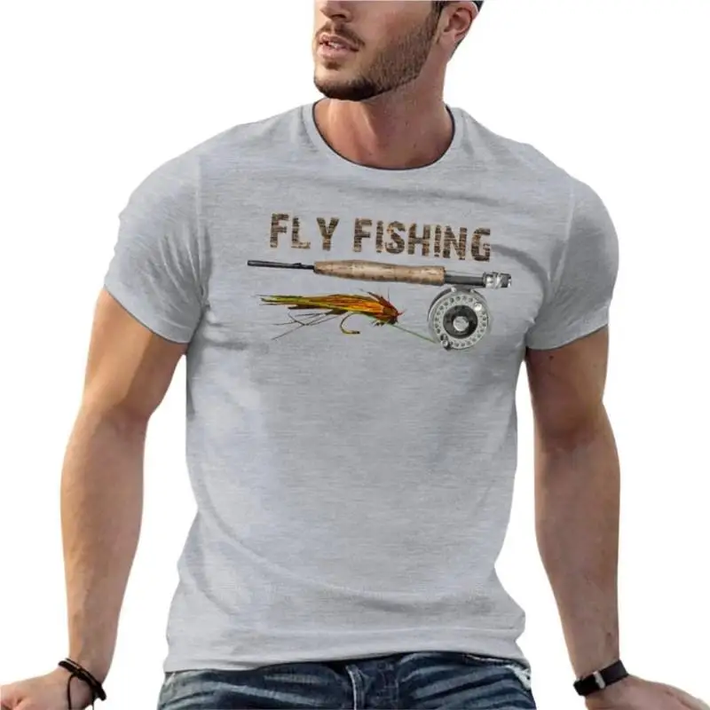 cotton tshirt mens Fly Fishing Oversize T-Shirt Branded Men Clothing Short Sleeve Streetwear Plus Size Top Tee men t-shirts