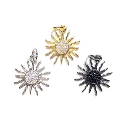 5pcs Small Size Zirconia Pave Sun Charm Trendy Exquisite Pendant for Bracelet Necklace Earring Waist Jewelry Handcraft Making