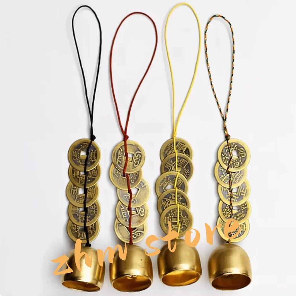 

1pc Delicate Fengshui Lucky Copper Ring Bells Vajra Rope String Hanging Home/Office/Car/Shop Decorate Wind Chimes