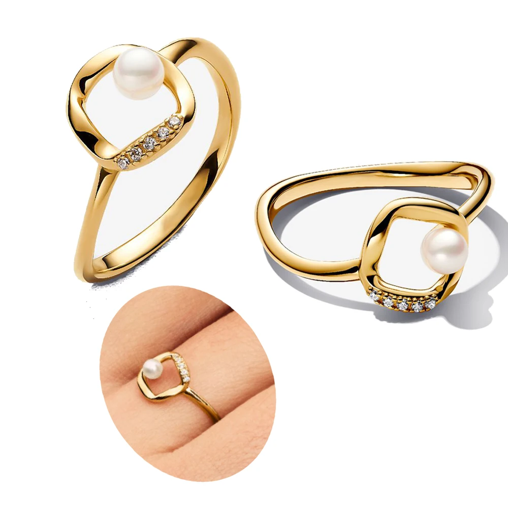 

New Hot Selling 925 Sterling Silver Sparkling Pearl Noble And Gentle Circular Ring Fit For Original Jewelry Party Gifts