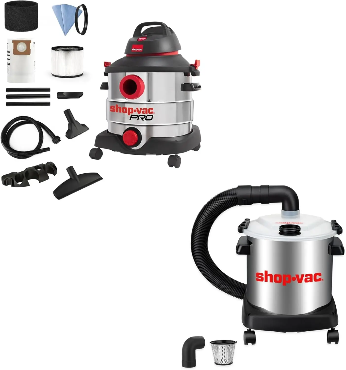 8 Gallon 6.0 Peak  Wet/Dry Vacuum And Dust Collector With 5 Gallon Stainless Steel Tank