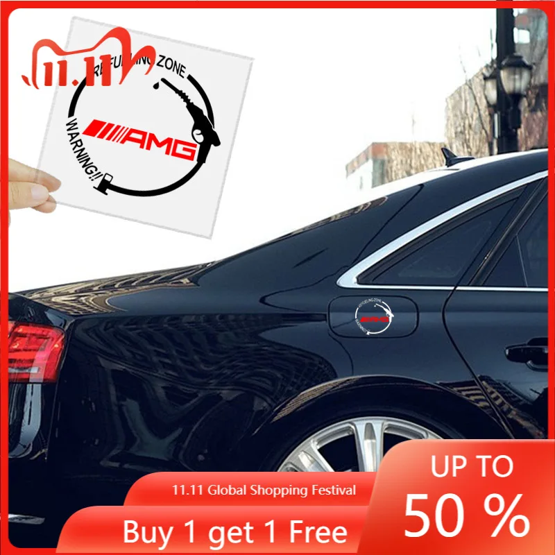 

1Pcs Car Fuel Tank Cap 3D Stickers Vinyl Fashion Decoration Decals For Mercedes Benz W203 W204 W211 W210 W124 AMG W202 CLA W21