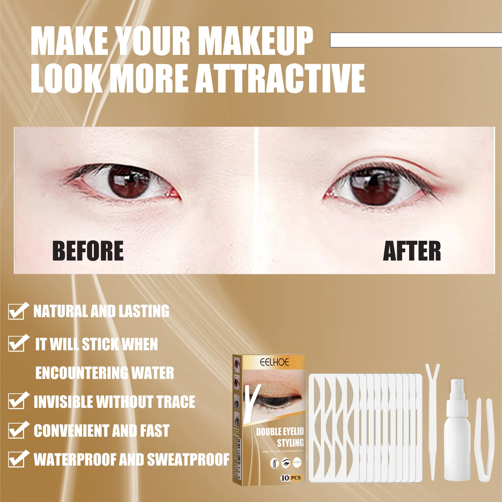 Invisible Double Eyelid Tape for Instant Big Eyes Waterproof & Long-Lasting Double-Sided Adhesive for Deep Fold Eye Makeup Tools