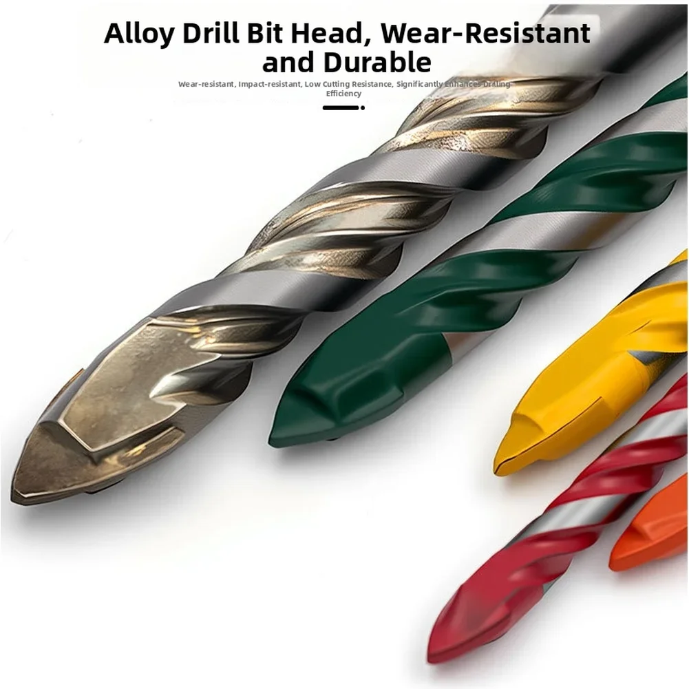 

5 Piece Triangle Shank Double Flute Drill Bit Kit For Tile Concrete Brick Wall Glass Ceramic Wood Aluminum In Carry Case
