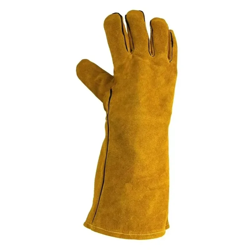 Cowhide Gloves Flame-retardant Welding Work Gloves Heat-proof Metal Welding Protector Yellow Gloves Soldering Welding Glove Tool - view 4
