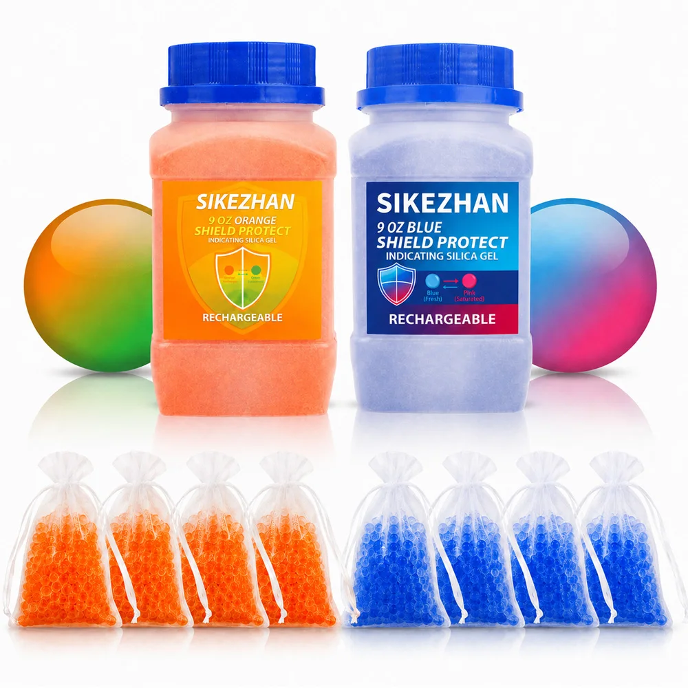Perle di Gel di Silice Riutilizzabili con Indicatore di Colore, Assorbitori di Umidità con Sacchetti per Fotocamere e Conservazione Filamenti 3D, 18oz