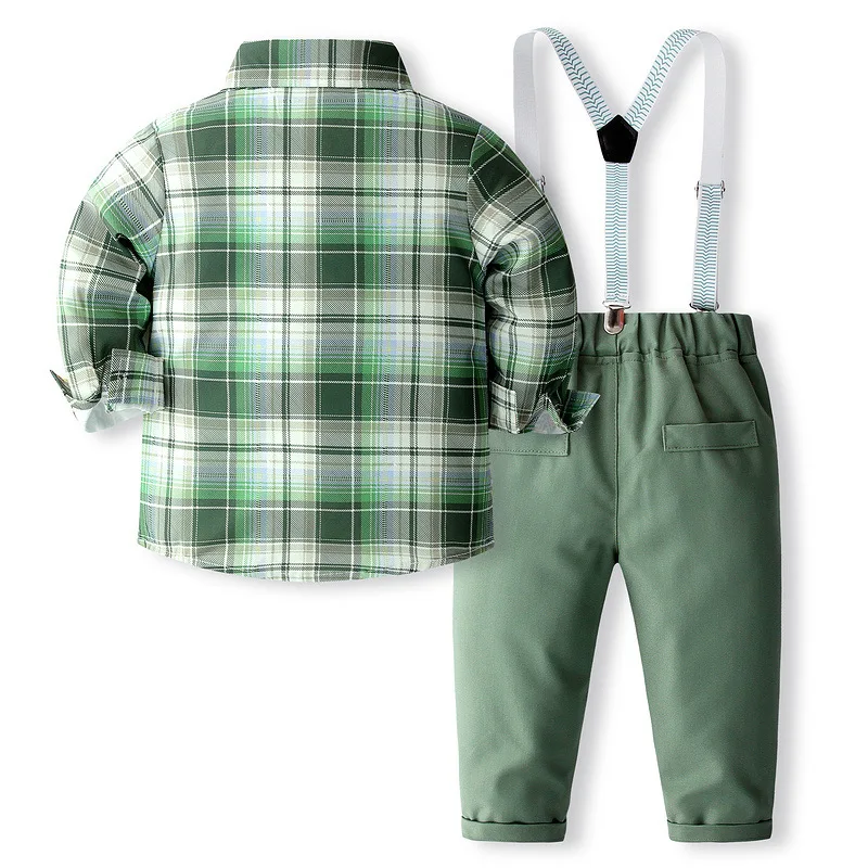 4Piece Spring Autumn Toddler Boys Clothes Korean Fashion Gentleman Tie Long Sleeve Baby Tops+Pants Kids Boutique Clothing B361