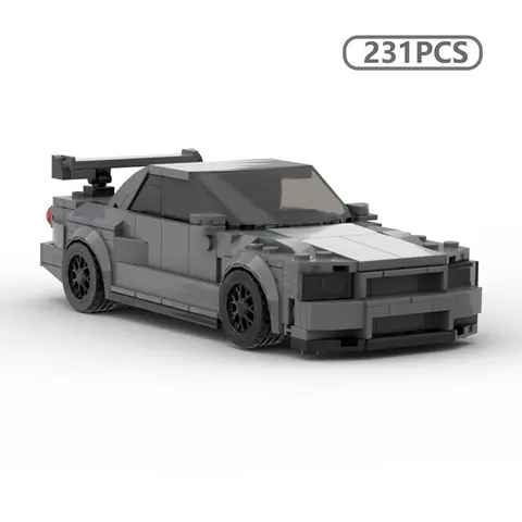 MOC Skyline GT-R R34 Building Blocks 8-Stud JDM Sports Car Assembly Model for Adults Collection