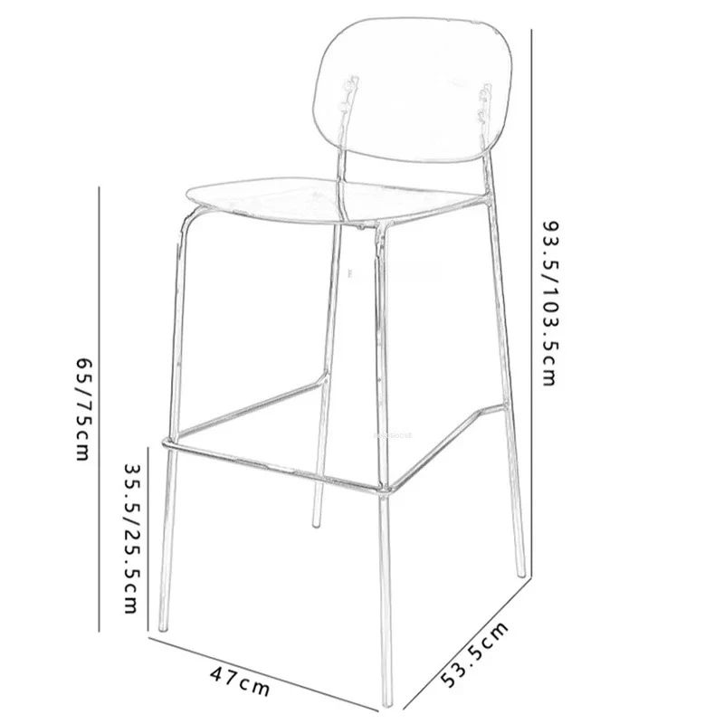 Best Seller  Bar Chairs Acrylic High Kitchen Stool Household Backrest Designer Upscale Bar Furniture Plastic Bar Stools