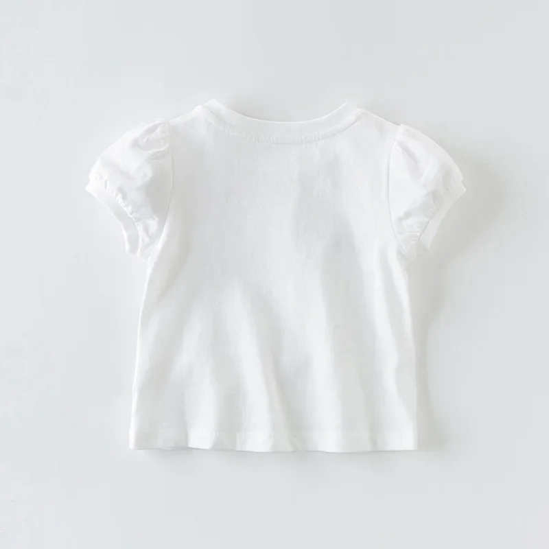 DB13960 dave bella, camiseta de verano con lazo de dibujos animados para niñas, camisetas de manga corta para niños, jersey bonito para niñas, camisetas de moda para niños
