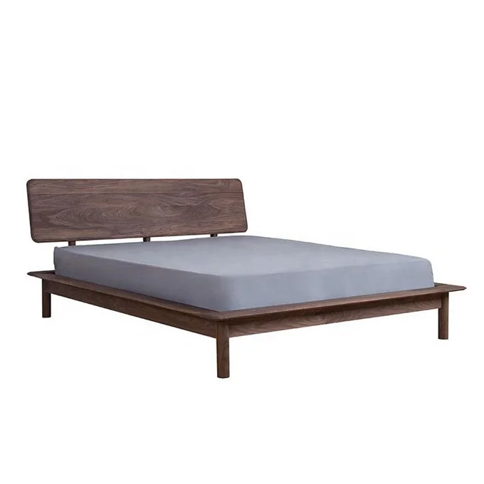 

/Nordic Style Walnut Wood Bedroom Furniture Japanese Platform king Queen Double Size Bed Designs