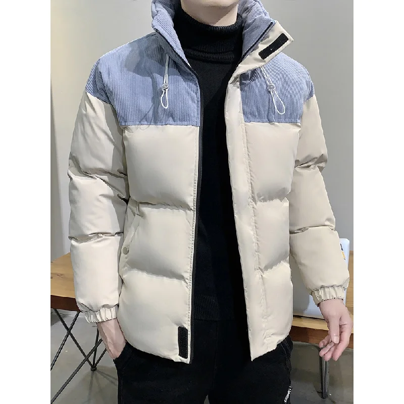 

Nice New Men's Thickened Warm Windbreaker Large Size 8xl Winter Paca Warm Jacket Corduroy Patchwork Stand Collar